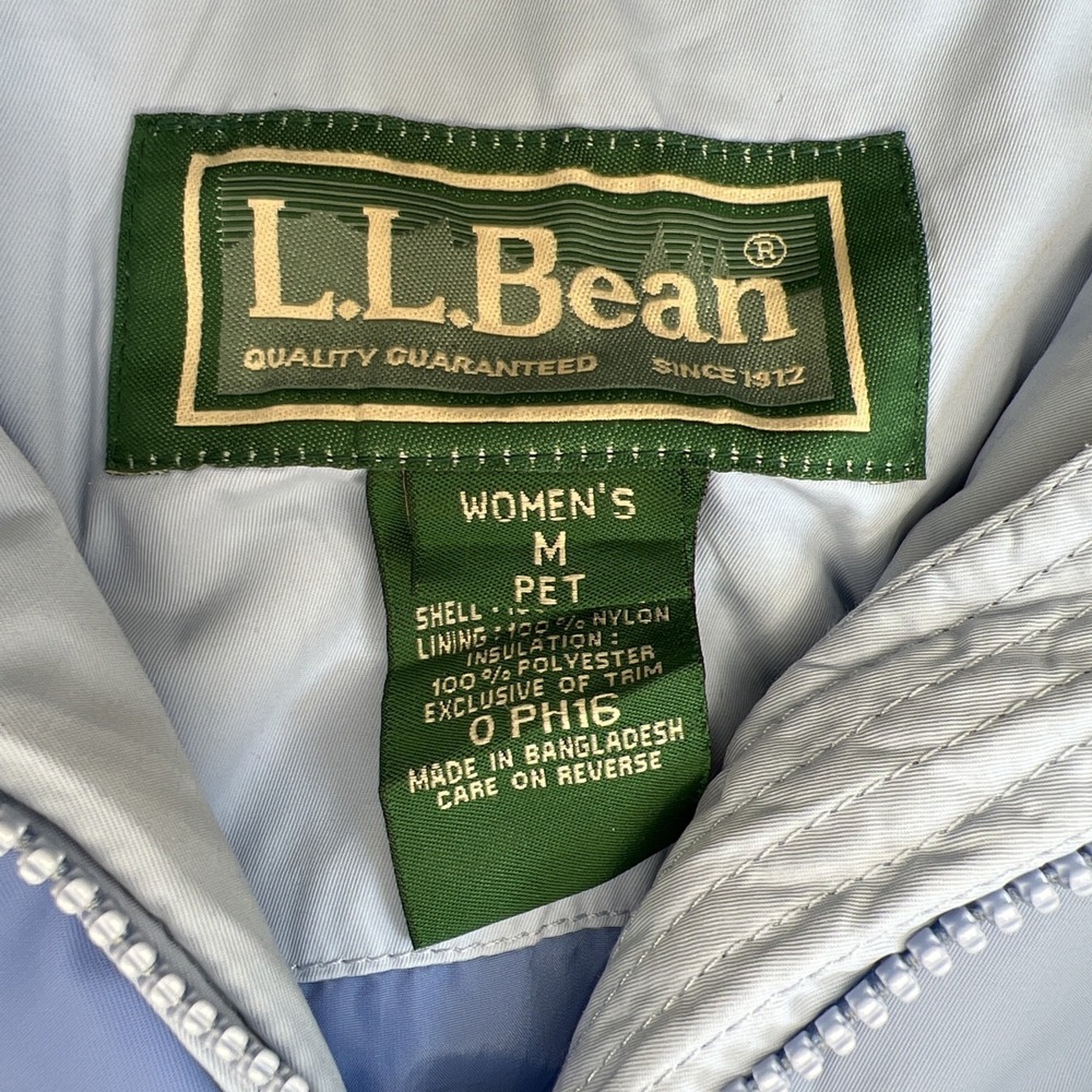 LL Bean Women's M Ski Jacket Sky Blue Light Blue Nylon Insulated Winter Coat - Picture 5 of 16